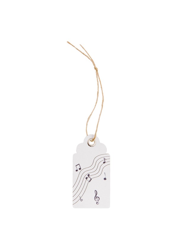 KARTE 15 ETIKETTEN THEME MUSIQUE MIT OEILLET 6CM X 3CM