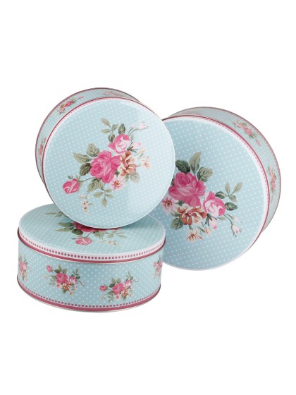 SET OF 3 COOKIE METAL BOXES BOUQUET ASSORTED DIA 25CM / 22CM / 19.5CM