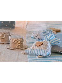 SET 4 BOURSES RAYEES BLEU PASTEL 8CM X 10CM