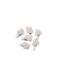 SET OF 6 CLIPS HEART SHAPE WITH STRIPES 3.8CM X 2.6CM