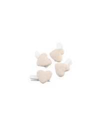 SET 6 KLAMMERN HERZEN LEINEN 3.8CM X 2.6CM