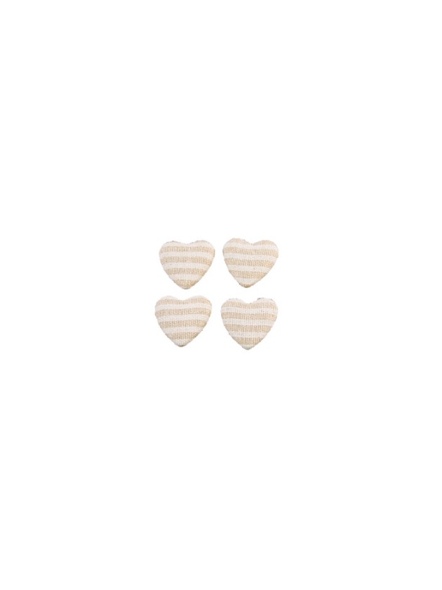 SET OF 6 STRIPED LINEN HEARTS TO DISPERSE 2.6CM X 2.6CM