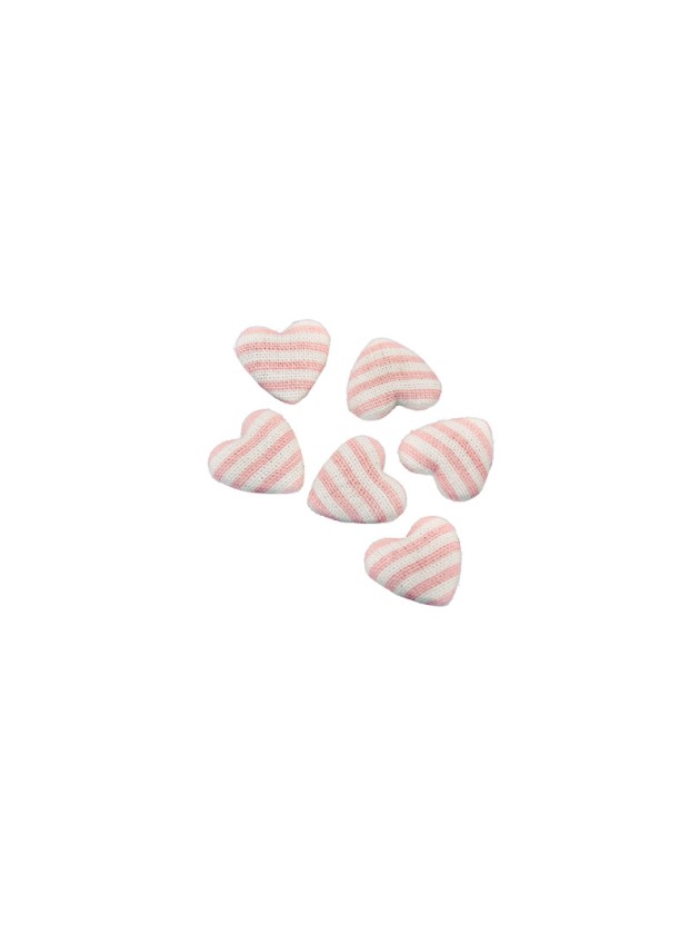 SET 6 HERZEN RAYURES ZUM VERSTRAUEN ROSA PASTELL 2.6CM X 2.6CM