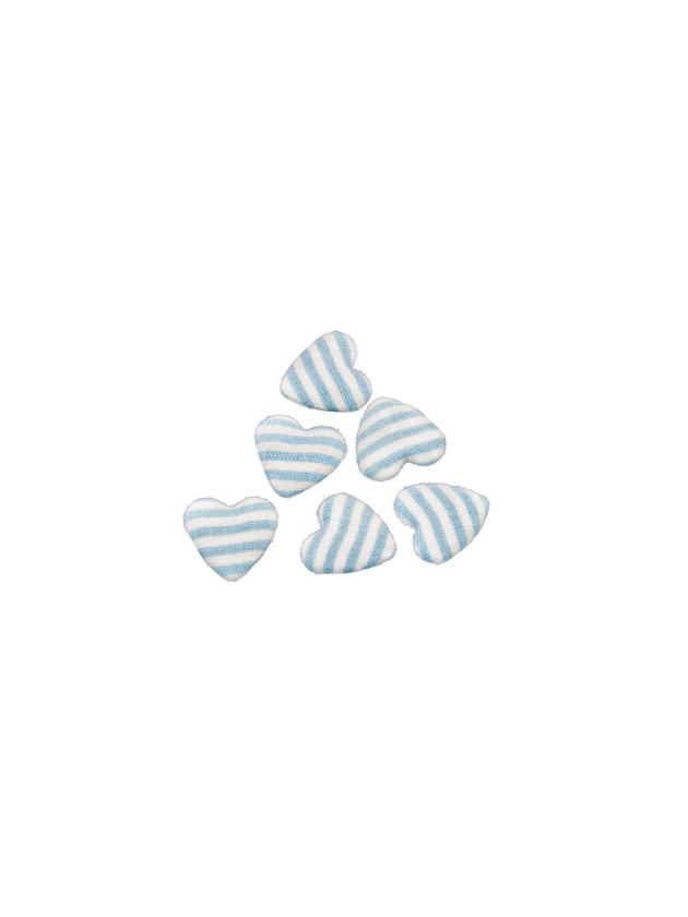 SET 6 HERZEN RAYURES ZUM VERSTRAUEN BLAU PASTELL 2.6CM X 2.6CM