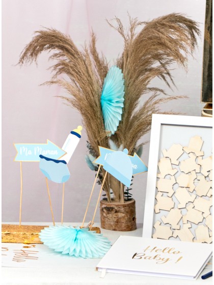 SET OF 4 PASTEL BLUE FANS DIA 20CM