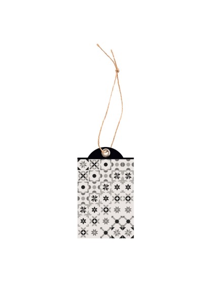 KARTE 12 ETIKETTEN MAJOLIQUE MIT OEILLET UND LIEN 6CM X 3.7CM