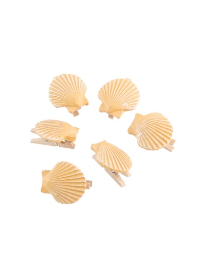 LOT 6 PINCES COQUILLAGES RESINE  3CM