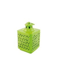 LANTERNE METAL VERT LIME 10CM X 10CM X 17CM