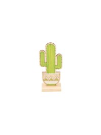 CACTUS BOIS SUR BASE 7CM X 4CM X 15CM