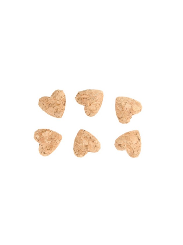 SET 6 HERZEN KORK ADH DISP 2.7CM X 2.7CM