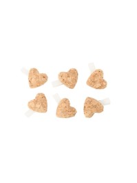 SET 6 HERZEN KORK AUF KLAMMER 3.5CM X 2.7CM