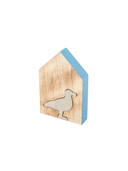 MAISON BOIS MOUETTE GRISE 8CM X 12CM X 2CM