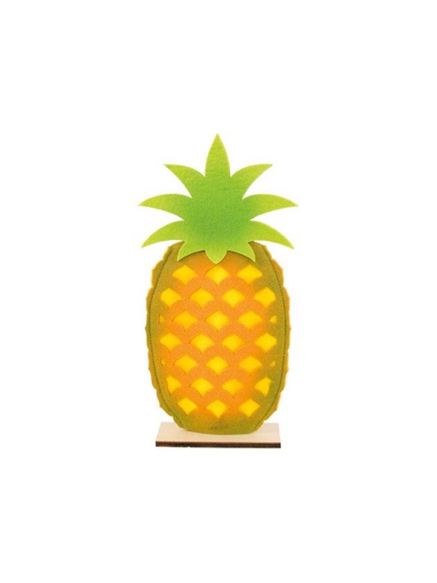 FELT ANANAS ON WOODEN BASE 17.5CM X 35CM
