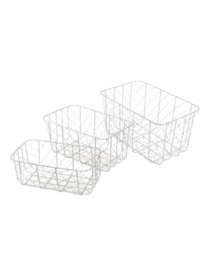 SET 3 DARK GREY METAL BASKETS 27.5CM X 17CM X 15CM/24CM X 14.5CM X 12CM/21CM X 11.5CM X 9CM