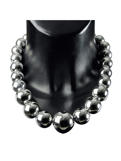 GROS COLLIER AUX BILLES ARGENTEES 