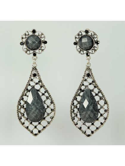 EARRINGS GOTHIC BLACK AND SILVER 