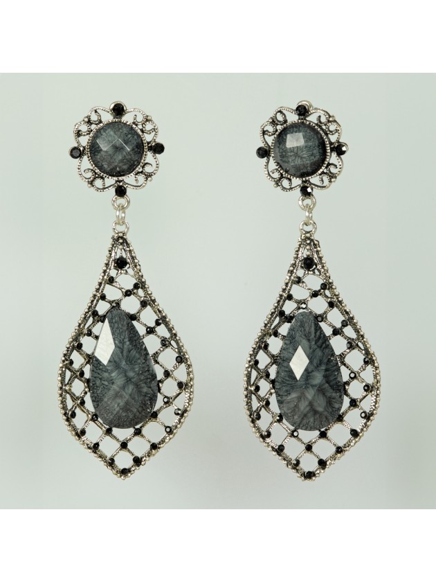 EARRINGS GOTHIC BLACK AND SILVER 