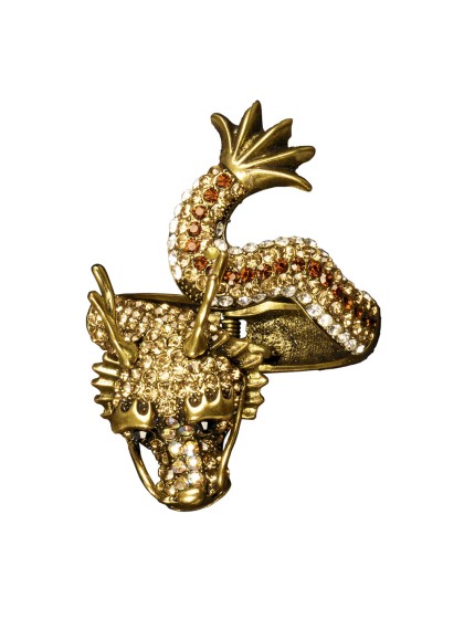 BRACELET DRAGON DORE ET STRASS 