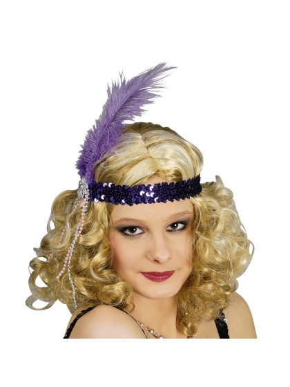 BANDEAU CHARLESTON EN SEQUINS ET PLUME VIOLET 