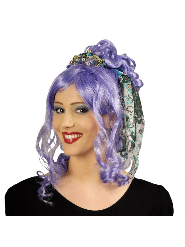 COIFFE PAISLEY BLEU AVEC PERLES 