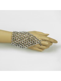 FAUSTHANDSCHUHE IN PERLEN SILBER Einheitsgröße