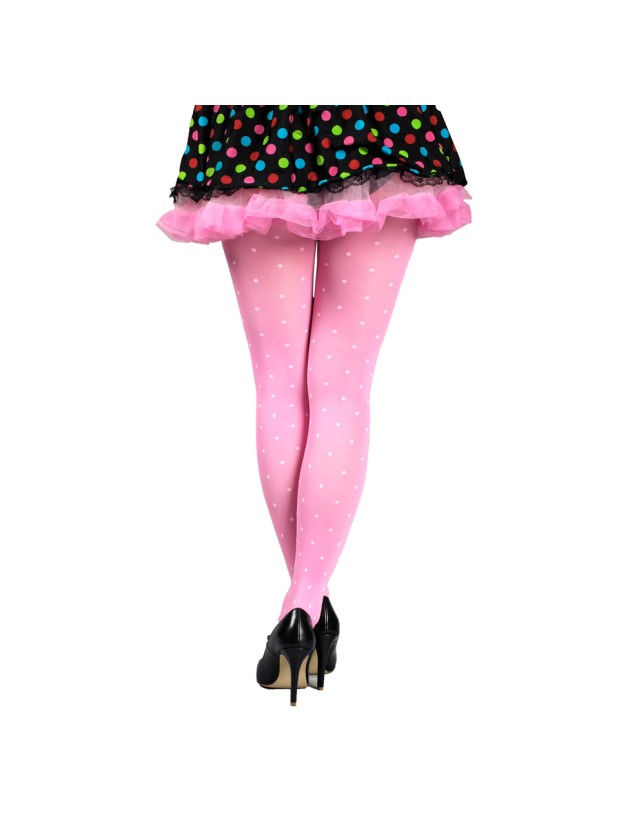 COLLANT ROSE POIS BLANCS S-M