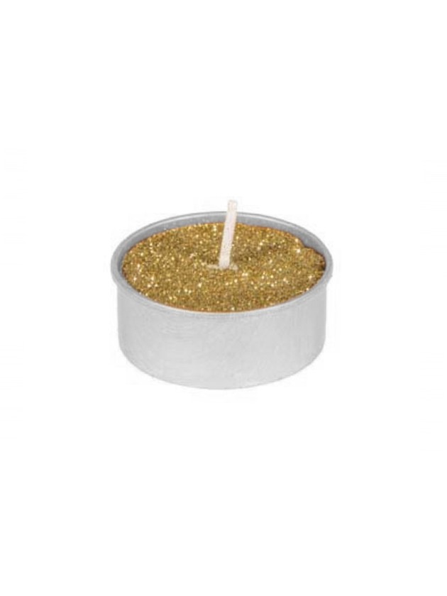 SET 6 BOUGIES CH PLAT OR PAILLETE 4H DIA 3.5CM