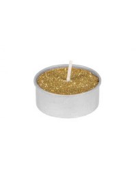 SET OF 6 GOLD TEALIGHT GLITTERED CANDLES 4H DIA 3.5CM