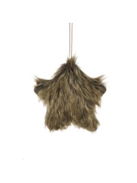 HANGING BROWN FUR STAR 14CM X 14CM