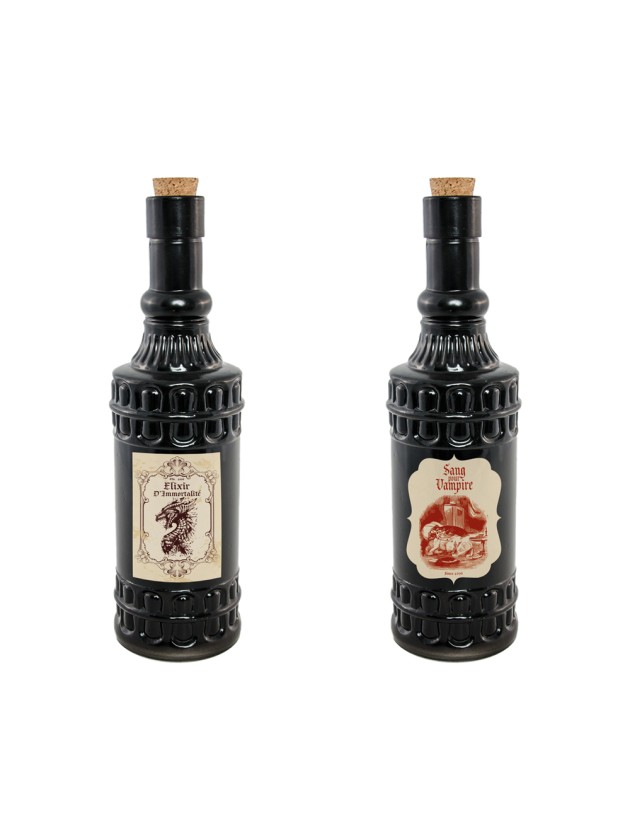 BOUTEILLE VERRE HALLOWEEN - 2 ASS DIA 6.5CM X 23CM
