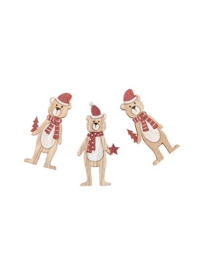 SACHET 12 CONFETTI OURSONS BOIS 2 ASS 12CM X 2.5CM X 15CM