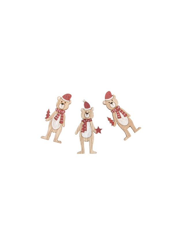 BEUTEL 12 KONFETTI OURSONS HOLZ 2 SORT. 12CM X 2.5CM X 15CM