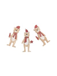 SACHET 12 CONFETTI OURSONS BOIS 2 ASS 12CM X 2.5CM X 15CM