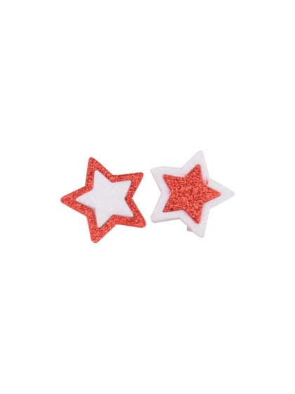 SACHET 6 ETOILES BICOLORES PAILLETTE ROUGE S/ PINCE 3CM