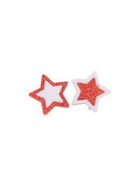 SACHET 6 ETOILES BICOLORES PAILLETTE ROUGE S/ PINCE 3CM