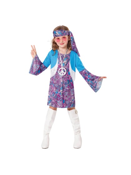 HIPPIE BLAU MÄDCHEN 3 TEILE 116CM