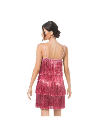 KLEID GLITZERND FRANSENS ROSA M