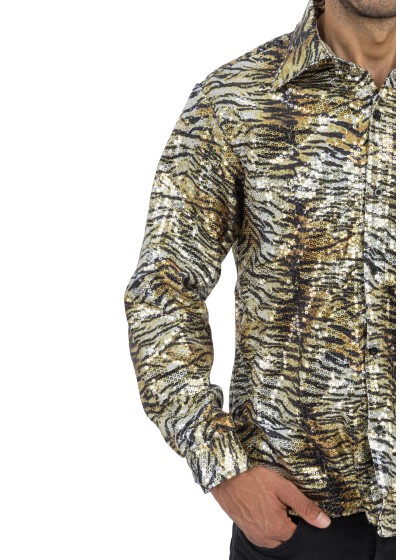 HEMD TIGER GOLD PAILLETTEN MANN XXL