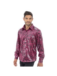 MAN PINK TIGER PRINT SHIRT WITH SEQUINS M