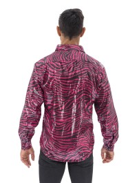 MAN PINK TIGER PRINT SHIRT WITH SEQUINS XXL
