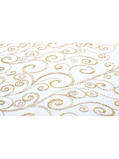 CHEMIN DE TABLE ORGANZA BLANC/OR 36CM X 5M