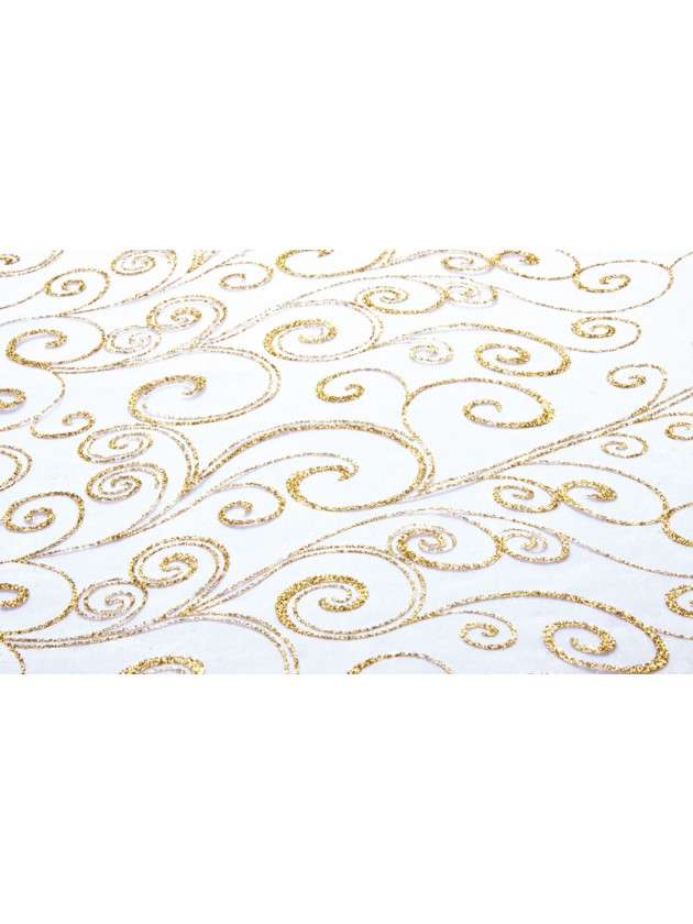 CHEMIN DE TABLE ORGANZA BLANC/OR 36CM X 5M