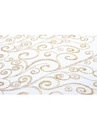 CHEMIN DE TABLE ORGANZA BLANC/OR 36CM X 5M