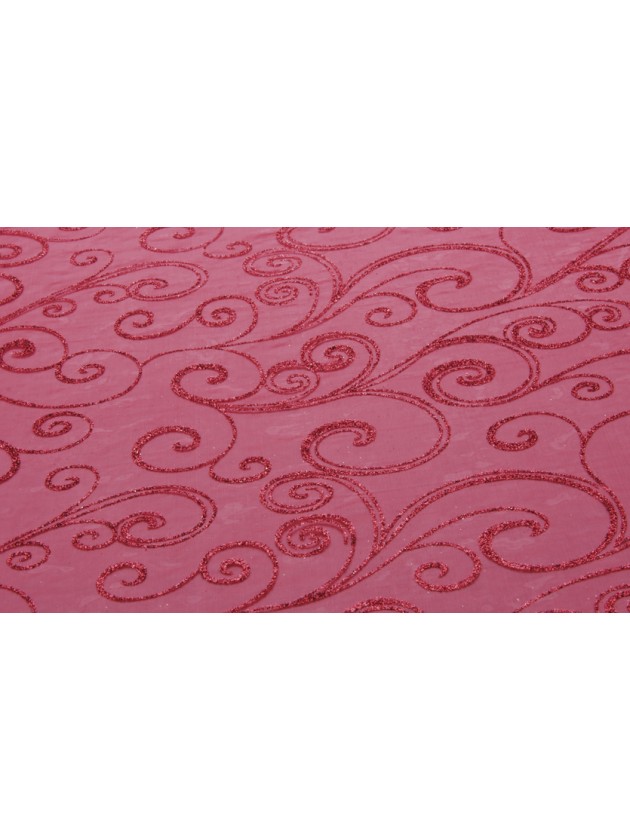 CHEMIN DE TABLE ORGANZA ROUGE/ROUGE 36CM X 5M