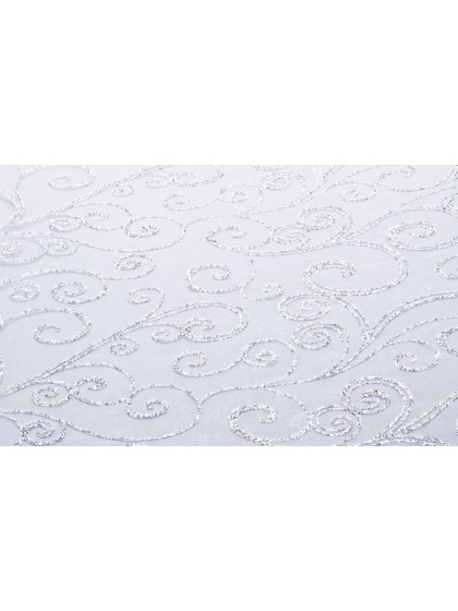CHEMIN DE TABLE ORGANZA BLANC/ARGENT 36CM X 5M