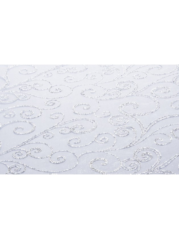 CHEMIN DE TABLE ORGANZA BLANC/ARGENT 36CM X 5M