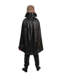 KID REVERSIBLE BLACK AND RED SATIN CAPE ONE SIZE - 75CM