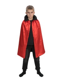 KID REVERSIBLE BLACK AND RED SATIN CAPE ONE SIZE - 75CM