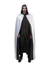 UMHANG WENDBAR KAPUZE SATIN WEISS UND SCHWARZ ERWACHSENE Einheitsgröße - 150CM