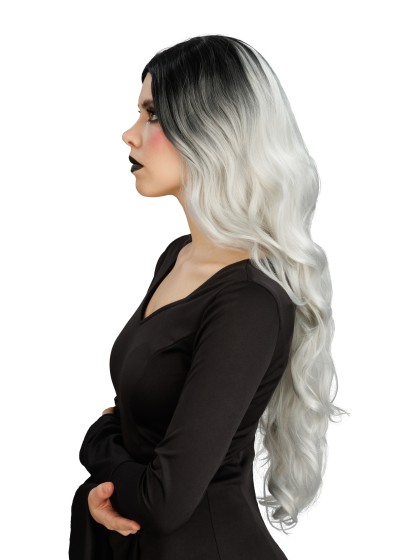 PERRUQUE DE SORCIERE GLAMOUR CHEVEUX GRIS OMBRE 65CM